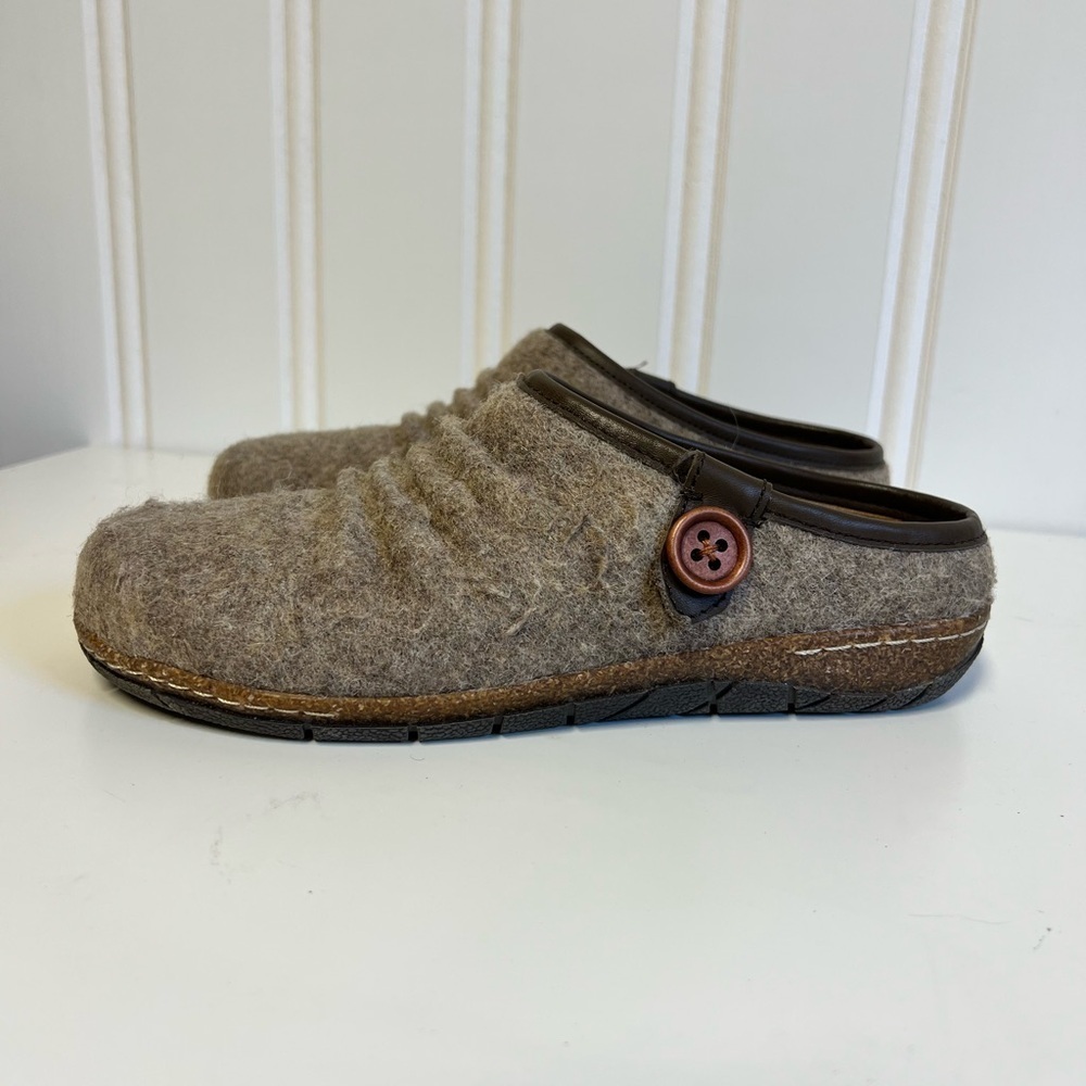 Earth Tan Slip-On Woman's Loafers with Button Detail